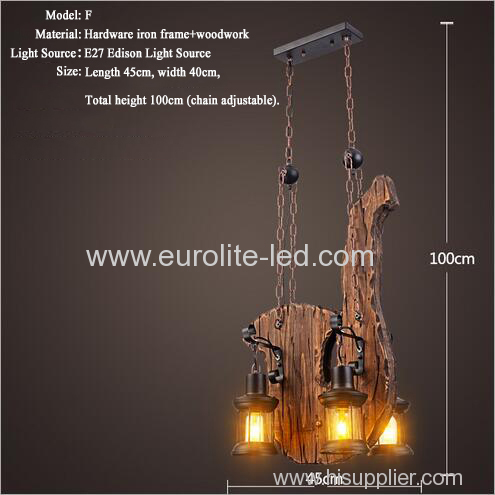 euroliteLED Novely Pendant Light Iron Glass Wood LOFT Retro Industrial Chandeliers(Saxophone Shape)