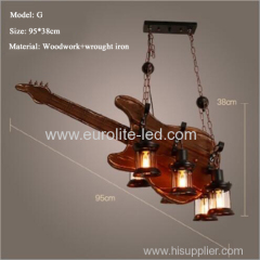 euroliteLED Novely Pendant Light Iron Glass Wood LOFT Retro Industrial Chandeliers(Guitar Shape)