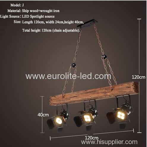 euroliteLED Novely Pendant Light Iron Glass Wood LOFT Retro Industrial Chandeliers(Stripe Shape)