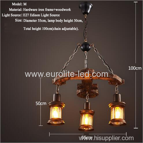 euroliteLED Novely Pendant Light Iron Glass Wood LOFT Retro Industrial Chandeliers(Anchor Shape)