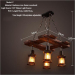 euroliteLED Novely Pendant Light Iron Glass Wood LOFT Retro Industrial Chandeliers(Patio Shape)