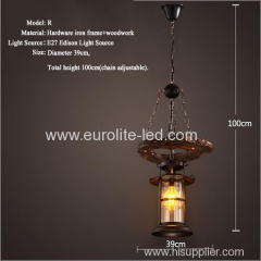 euroliteLED Novely Pendant Light Iron Glass Wood LOFT Retro Industrial Chandeliers(Moon Ring Shape)