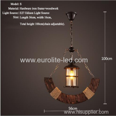euroliteLED Novely Pendant Light Iron Glass Wood LOFT Retro Industrial Chandeliers(Crescent Shape)