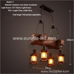 euroliteLED Novely Pendant Light Iron Glass Wood LOFT Retro Industrial Chandeliers(Keel Shape)