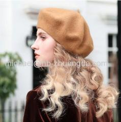 100% Pure Wool Fashion Beret Hat Women Felt Beret British Style Girls Beret Hat Lady Solid Color Slouchy Winter Hats Fem