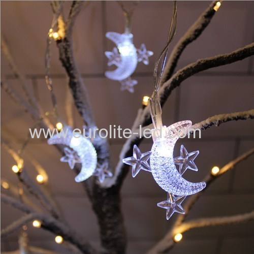 Led Moon Star String Battery Cute Holiday Room Garden Decoration Night Light