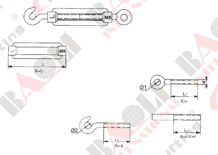 TURNBUCKLE DIN1480 24158 24159 24160 24161 24162 24163 24164 24165 24166 24167 24168