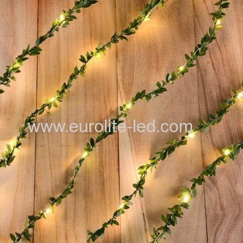 Led Green Leaves String Battery Fairy Room Holiday Wedding Decoration Night Light
