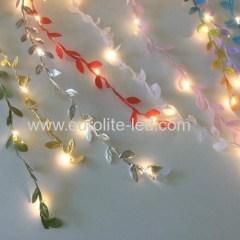 Led Solar Powered Green Leaves String 10m 20leds Fairy Room Holiday Wedding Decoration Night Light