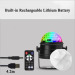 euroliteLED 400mAh Rechargeable Mini Dj Disco Ball Party Stage Lights 7 Colors Remote Control Sound Activated