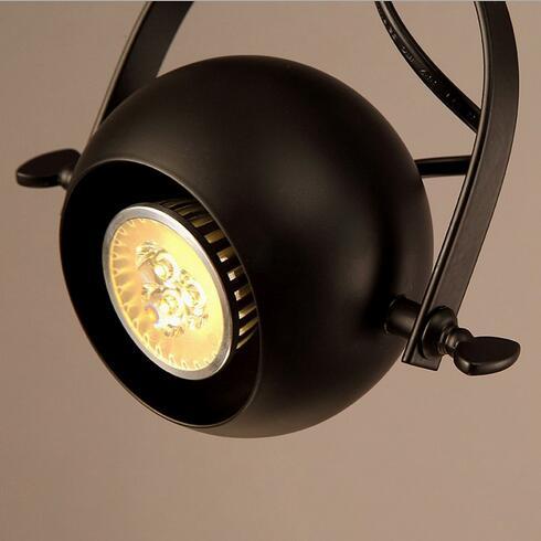 euroliteLED Single Head Industrial Vintage Ceiling Spotlights Black Long Pole Spotlights