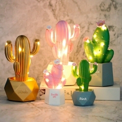 Led Cactus Button Battery Room Decoration Party Holiday Ornament Night Light