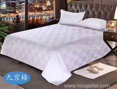 Hotel bedding white bed sheet Jacquard cotton sateen Flat sheet