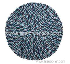 Handmade Custom Size Round Felt Ball Rug 140 cm Multicolour Blue AMDO