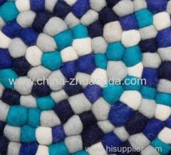 Handmade Custom Size Round Felt Ball Rug 140 cm Multicolour Blue AMDO