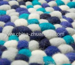 Handmade Custom Size Round Felt Ball Rug 140 cm Multicolour Blue AMDO