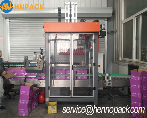 Juice bottle or water bottle case packing machine for mineral spring water bottle carton box packer