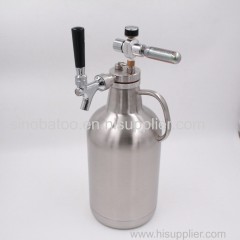 custom design Vacuum Insulated Pressurized Growler Beer with wide mouth
