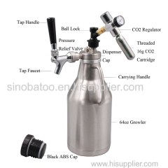 fabricante stainless steel 64oz pressurized growler with tap and co2 for coolest beer