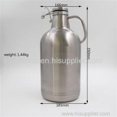 stainless steel double wall insulated1gal growlerwith flip top lid handle