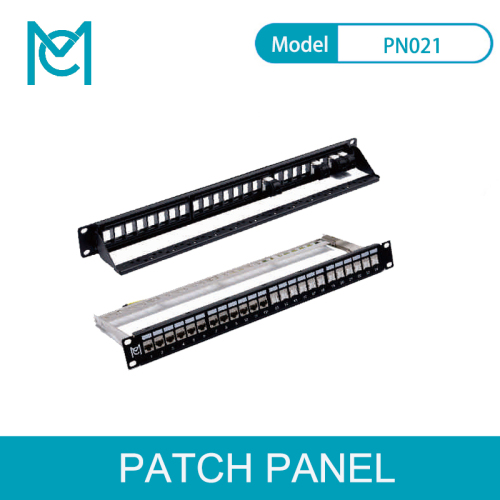 MC CAT5E/6/6A Modular Patch Panel Unshielded 24-Port Blank 1U Rack Mount Black Color