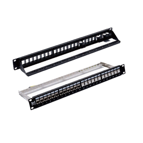 MC CAT5E/6/6A Modular Patch Panel Unshielded 24-Port Blank 1U Rack Mount Black Color