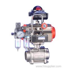 Pneumatic three piece screw ball valve Q611F