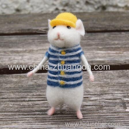 2019 Women Lovely Mice Mouse Handmade Animal Toy Doll Wool Needle Felt Poked Kitting DIY Wool Kits Package Non-Finished