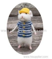 2019 Women Lovely Mice Mouse Handmade Animal Toy Doll Wool Needle Felt Poked Kitting DIY Wool Kits Package Non-Finished