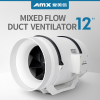 12&quot; AC315 Mixed flow fan white style ventilation blower greehouse building house toilet bathroom plan farm playroom