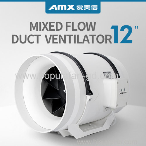 12" AC315 Mixed flow fan white style ventilation blower greehouse building house toilet bathroom plan farm playroom