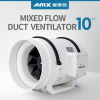 10&quot; AC250 Mixed flow fan white style ventilation blower greehouse building house toilet bathroom plan farm playroom