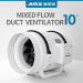 10" AC250 Mixed flow fan white style ventilation blower greehouse building house toilet bathroom plan farm playroom