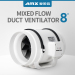 8" AC200 Mixed flow fan white style ventilation blower greehouse building house toilet bathroom plan farm playroom