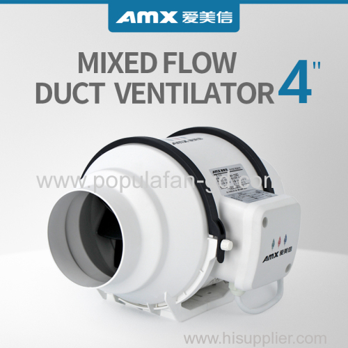 4" AC100 Mixed flow fan white style ventilation blower greehouse building house toilet bathroom plan farm playroom