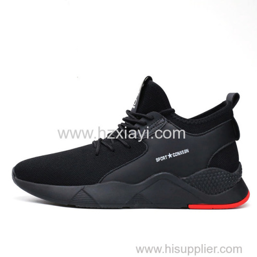 2019 fashion odm oem classic trainers breathable mesh sport walking slip on black air knitted running casual shoes men s