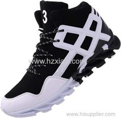 Made in China High Cut Leather Men Sneakers Basketball Shoes