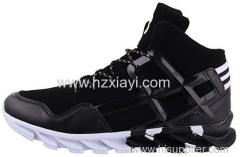 Made in China High Cut Leather Men Sneakers Basketball Shoes