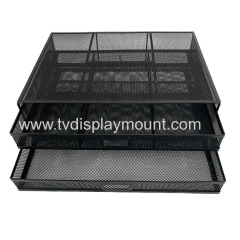 Mesh Metal Laptop Computer Monitor Stand Riser with Dual Pull Out Storage Drawer