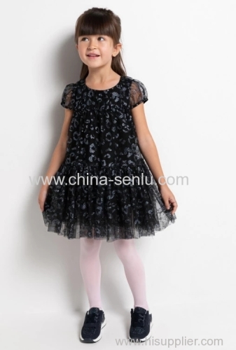 Childen's girls Dress with shiny powder print