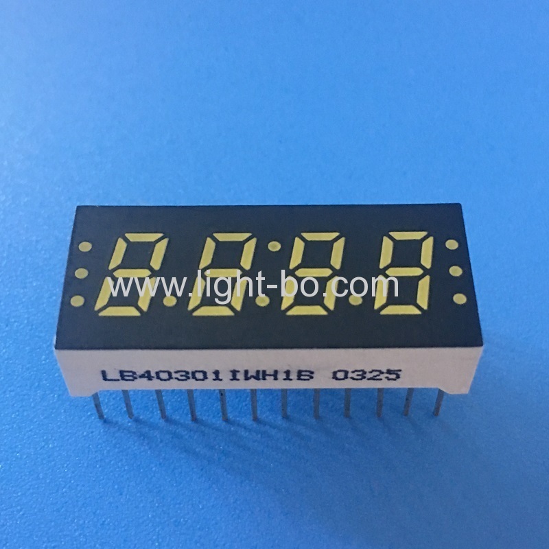 Ultra Bright White Four Digit 0.3" (7.6mm) Common Anode 7-Segment LED Display