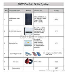 Solar power system on-grid 5kw