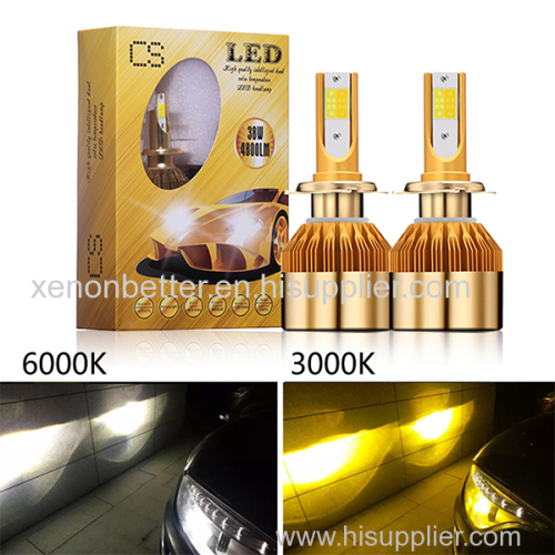 Wholesale CS car led headlight CS led headlight double colors car led headlight 3000k 6000k white yellow