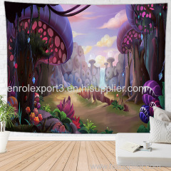 Bohemian Home Decor Wall Hanging Colorful Psychedelic Tapestry Trippy Mushroom Electric Forest Fairyland Wall Decor