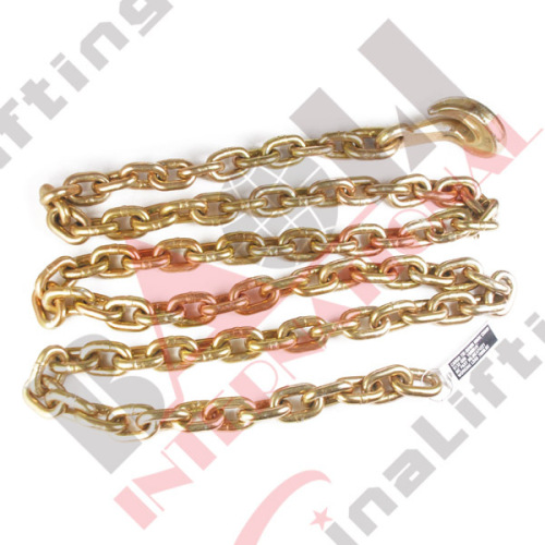 G80 GOLDEN GALVANIZED CHAIN SLING WITH BENT HOOK