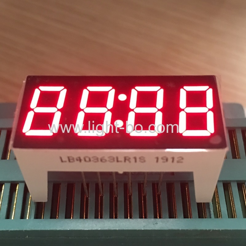 Süper kırmızı 0.36" 4 haneli 7 segment led saat göstergesi ev aletleri için yükseklik 16.5mm