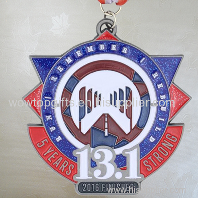 Enamel glitter finisher sports medal