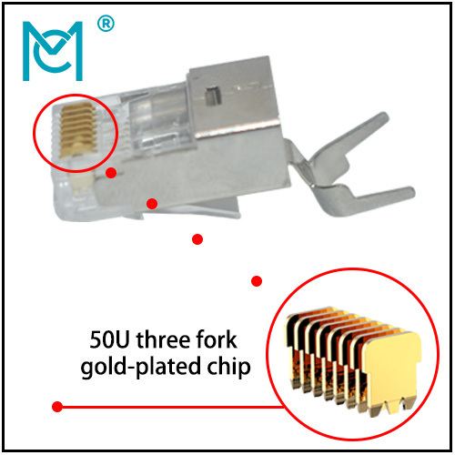 CAT 8.1 Modular RJ45 Plug 8P8C Shielded For Round Cable