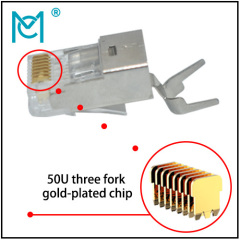 CAT 8.1 Modular Gold-plated RJ45 Plug 8P8C Shielded For Round Cable