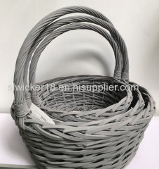 gray wicker baskets with handle